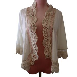 Pyramid Collection White Lace Cardigan